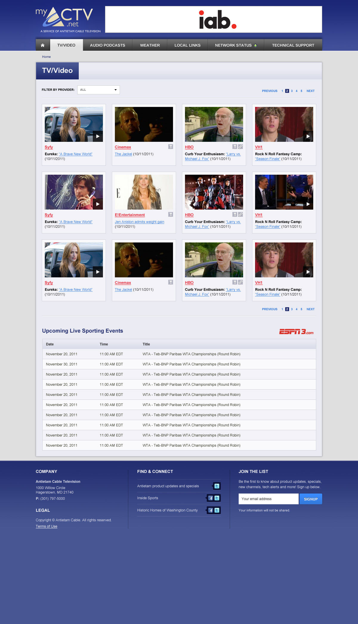 TV / Video page
